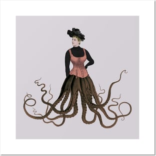 Victorian Octopus woman Posters and Art